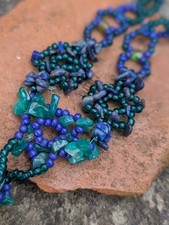 Vintage Malachite Lapis Chip Pebble Seed Strand Beautiul 1960's Necklace (J331)