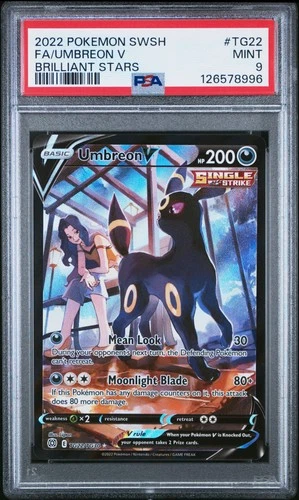 2022 POKEMON SWORD & SHIELD BRILLIANT STARS #TG22 FULL ART/UMBREON V PSA 9