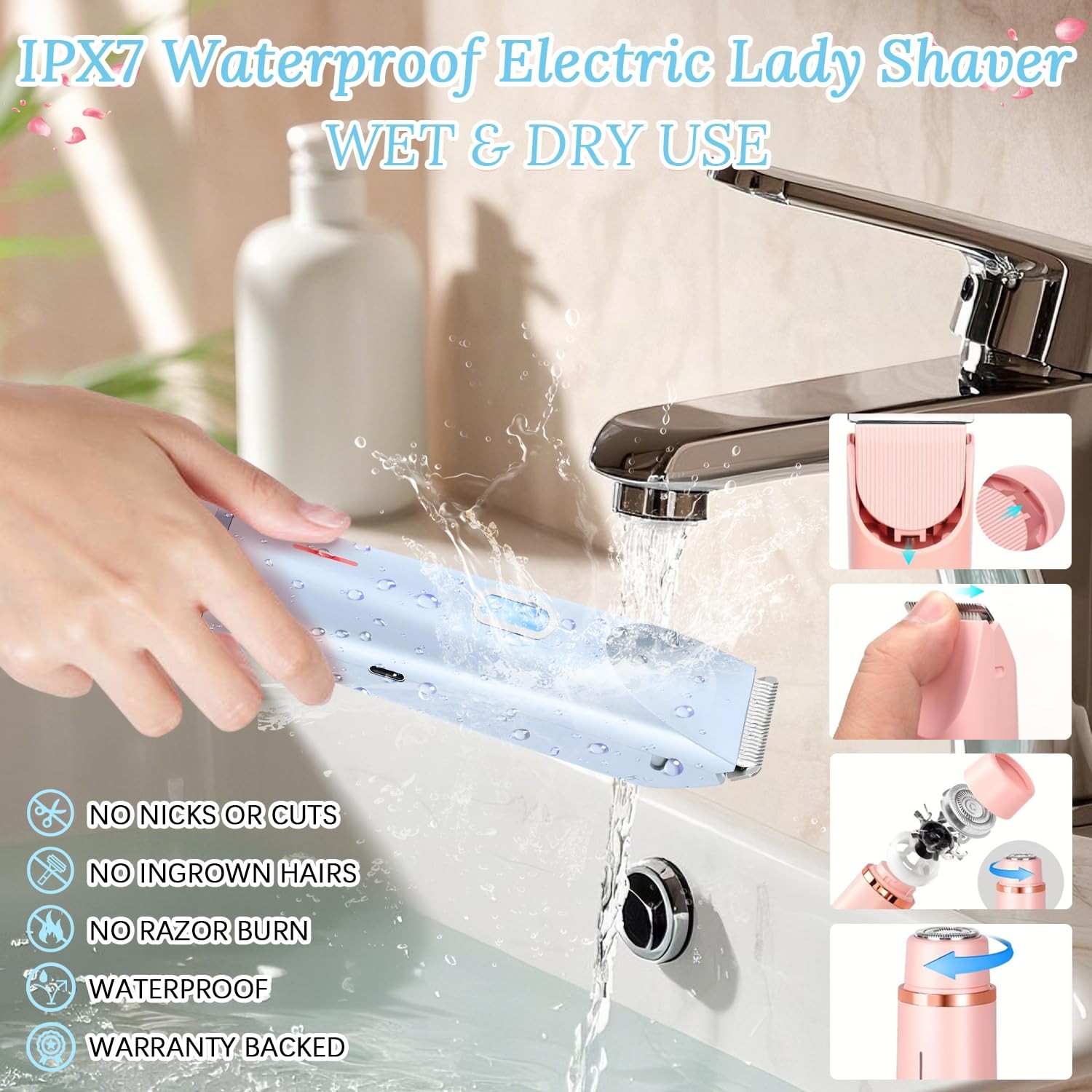 Afeitadora Glow Aura para mujer afeitadora corporal 2 en 1 con brillo sedoso res