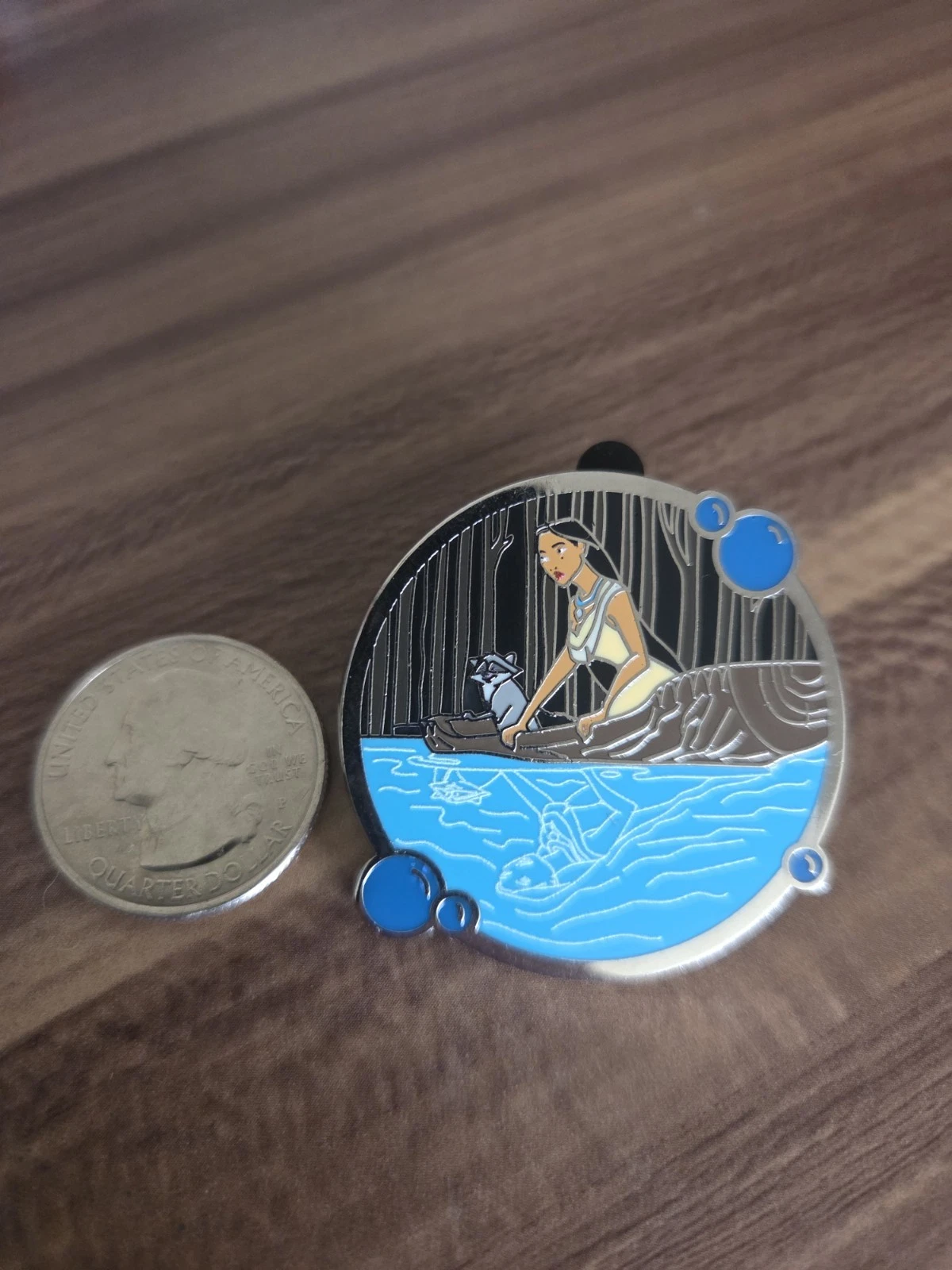 Disney Pocahontas Exclusive Enamel Pin (Single) with Meeko - Blue Water Scene