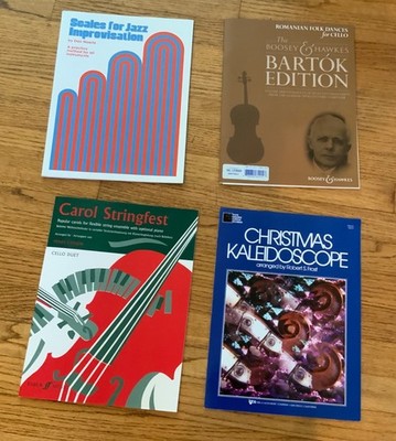 4 Cello sheet music - Jazz, Holiday classics, Romanian folk