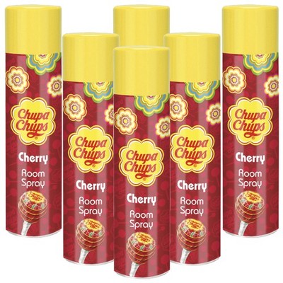 6x Chupa Chups Raumspray Lufterfrischer Kirsche - 300ml - mit GRATIS Kühlschrankmagnet