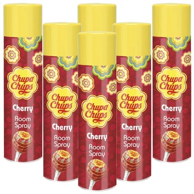 6x Ambientador Chupa Chups Room Spray Cereza - 300 ml - Con Imán de Nevera GRATIS