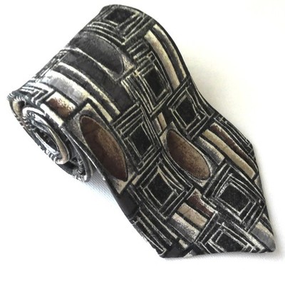 VTG Erreuno Milano Men's Tie Circa 1980's Silk Retro Geometric 4'' X 58 1/2'' EUC