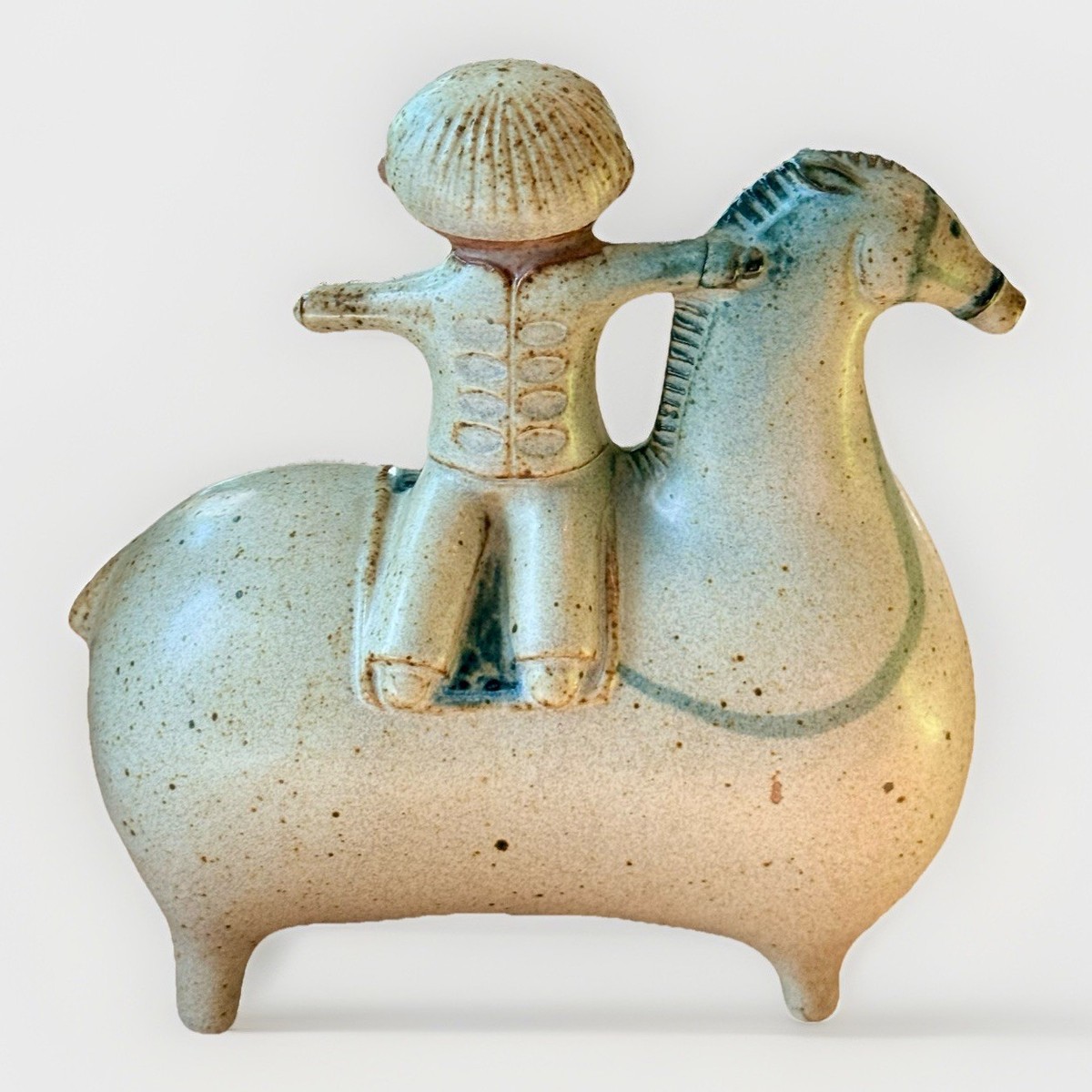 Vtg MCM Fat Horse & Child Sculpture Figurine Stig Lindberg Lisa