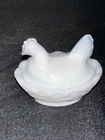 Westmoreland White Milk Glass Mini Hen on Nest Salt Dip, Vintage, 2" x 2.5