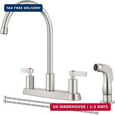 Kitchen Faucet with Sprayer 2 Handle Kitchen Sink Faucets 8 Inch Centerset 3 Hol