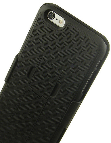 BLACK WEAVE KICKSTAND HARD CASE + BELT CLIP HOLSTER STAND FOR iPHONE 6 PLUS 5.5" - Picture 3 of 11