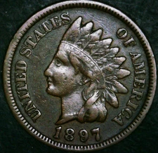 1897 Indian Head Cent / Penny - Free Shipping!