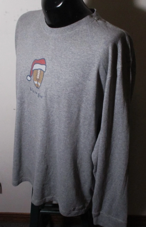 LIFE is GOOD Gray "Football" Long Sleeve T-Shirt Size XXL - Image 4 of 4
