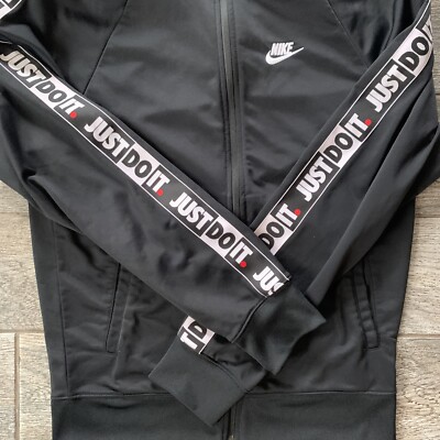 Nike Just Do It Full Zip Black Long Sleeve Fleece Jacket Adults