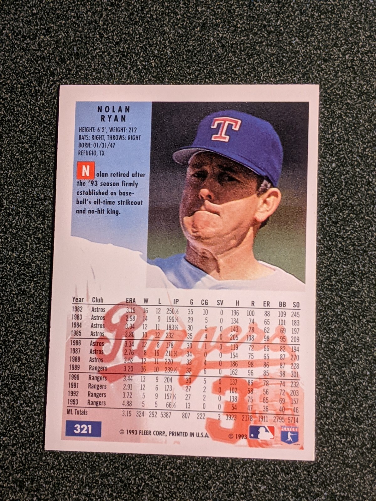 Nolan Ryan Single Baseball Cards 1971 - 1994 Donruss Topps Leaf Upper Deck - Picture 71 of 75