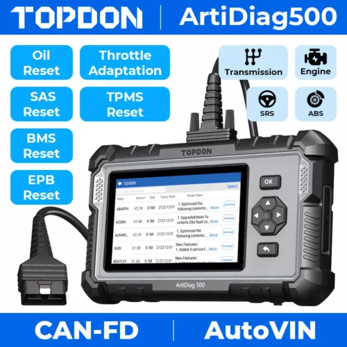 TOPDON AD500 PRO+ Car Diagnostic Tool OBD2 Scanner SRS ABS ENGINE AT Code Reader