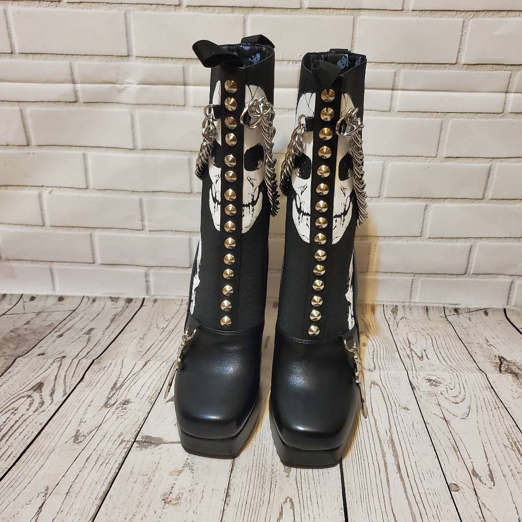 Scarpe Donna LAMODA Fallen Angel, Tacchi Creeper Con Piattaforma - Design A Teschio, Vegan - 3
