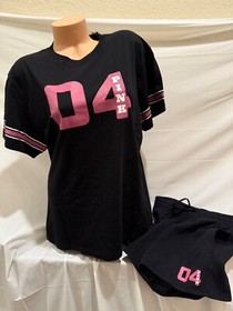 VICTORIAS SECRET PINK CAMPUS TEE SHIRT & SHORTS 2PC RARE MIX OR MATCH S~XXL 🔥