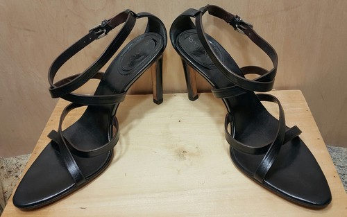 SERGIO ROSSI BLACK LEATHER CRISSCROSS STRAPPY STILETTO HEELS - Picture 5 of 12