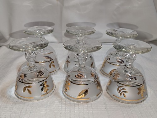 Set of 6 Vintage 60's Libbey Golden Foliage 6 oz Champagne Sherbet Glass #3003 - Picture 12 of 14