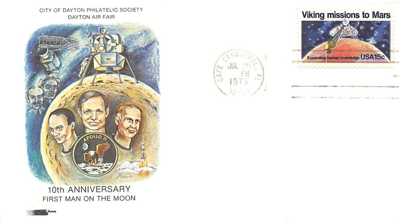 APOLLO 11 10th ANN. 7/20/79 AONAS? CACHET CAPE CANAVE VIKING MISSION STAMP #1759