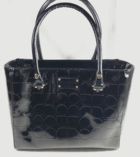 Kate Spade New York Black Patent Leather Satchel/Tote Metallic Gold Lining Large