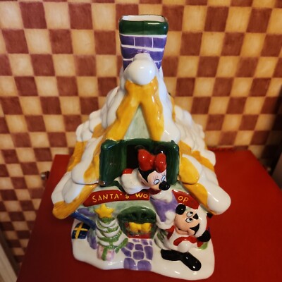 Disney Santa's Workshop Cookie Jar Christmas 99 2000 Mickey Minnie