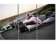 3 Pc.F1 Racing Car Fan Canvas Wall Art 40”x60”Stretched Onto Frame Ready To Hang