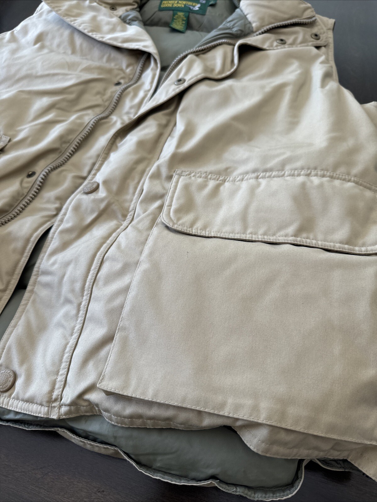 Cabela's Premier Northern Goose Down Filled Puffer Vest, Tan, Size L Tall