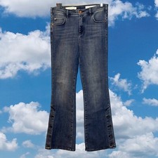 Anthropologie Pilcro Womens Jeans 29 High Rise Bootcut Denim Button Letterpress