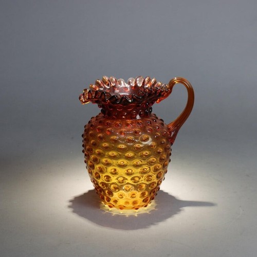 Antique Amberina Fluted Hobnail Art Glass Juice, Iced Tea or Water Pitcher C1890 - Picture 7 of 7