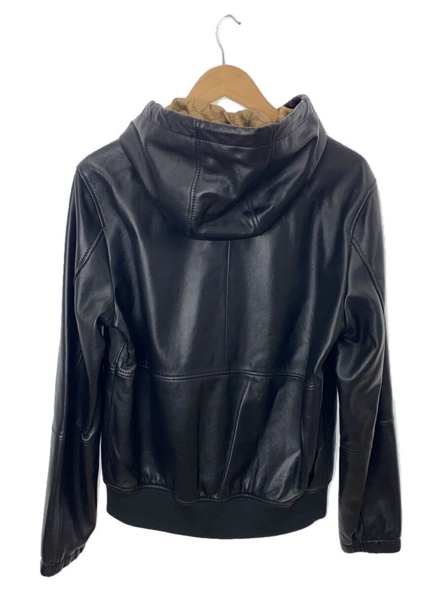 Coach Felpa con Cappuccio Zip Pelle Trainer S Pecora Nero C5233