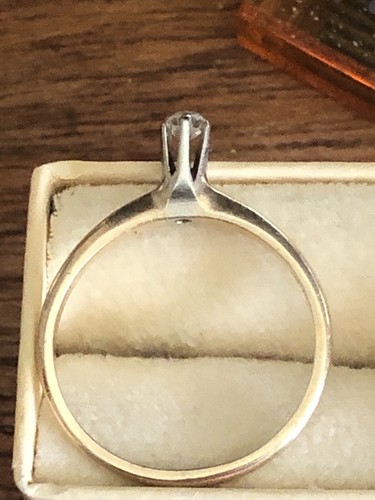 14K YELLOW GOLD ROUND BRILLIANT CUT DIAMOND SOLITAIRE RING .33C 2 Grams - Picture 4 of 8