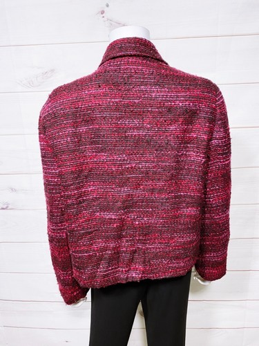 Dana Buchman Womens Jacket Size 16 Burgundy Full Zip Long Sleeve Zipped Pockets - Picture 4 of 7