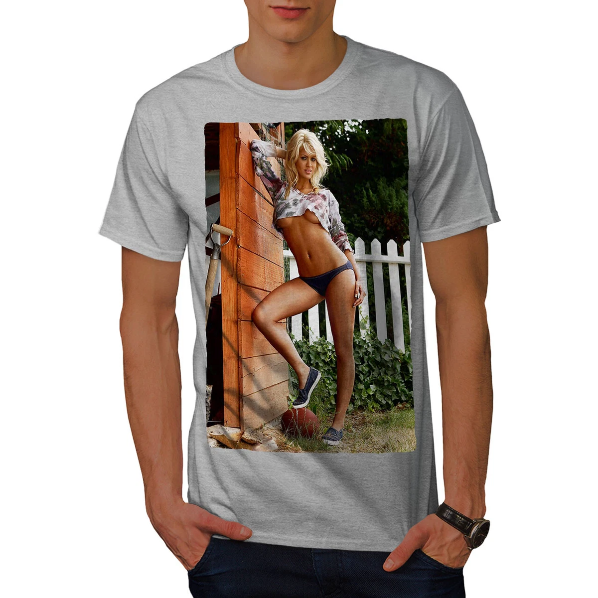 Wellcoda Hot Girl Nude Erotic Mens T-shirt, American Graphic Design Printed  Tee