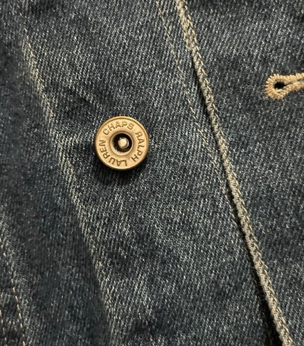 Vintage Chaps Ralph Lauren Embroidered Logo Denim Jacket Trucker Mens Size L 90s - Picture 11 of 18