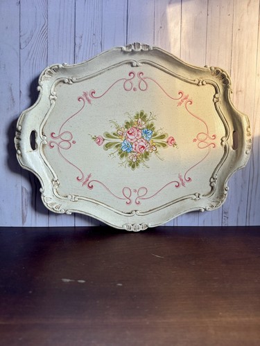 Huge Floral Tray, Vintage Serving Tray, Large Cottagecore Decorative Tray