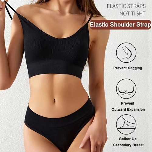 2Pcs French Backless Push Up Underwear Set Women Sexy G-String Seamless Bralette - Picture 5 of 47