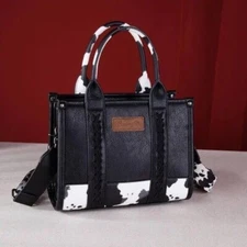 Wrangler Cow Print Concealed Carry Tote Crossbody Black