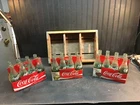 Vtg  Coca-Cola Yellow Drink Wood Crate Divided Coke Case +6.5oz  Bottles 1965
