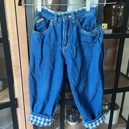 Vintage toddler jeans denim pants cowboy western boy gingham buckle embroidered - Picture 2 of 8
