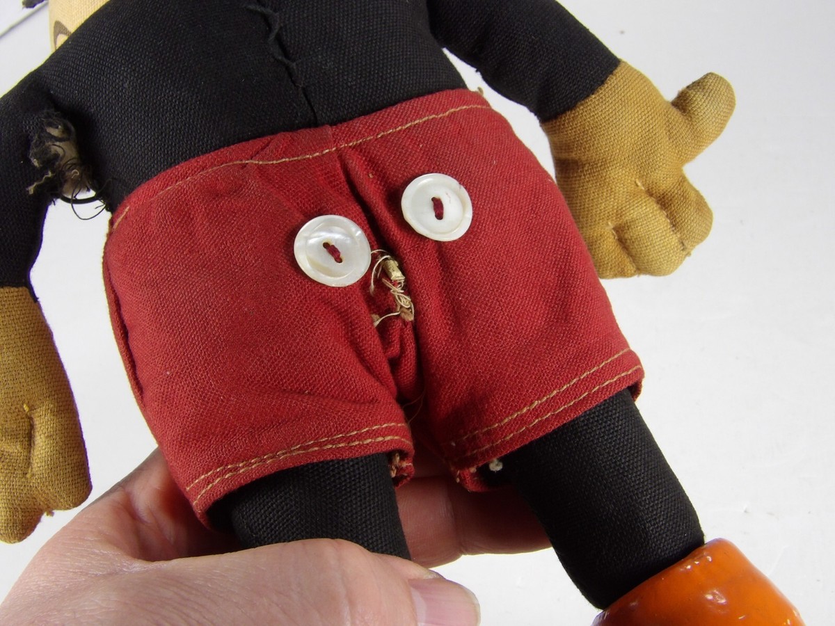 Vtg 1930s Walt Disney Mickey Mouse Knickerbocker Plush Figure