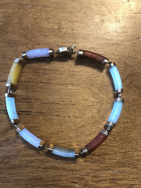 14k Yellow Gold Multi Colored Jade Bracelet | eBay