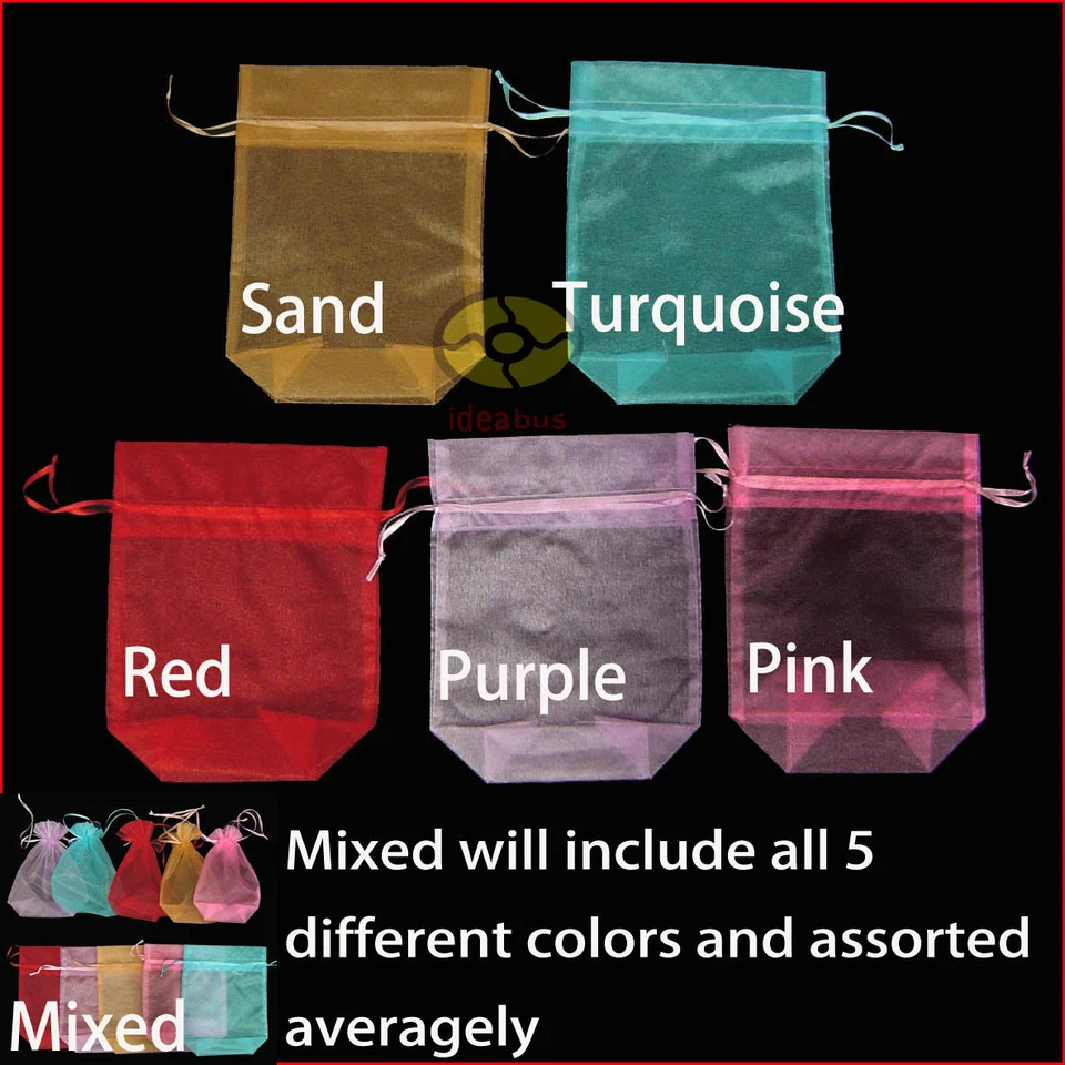 12/25/50/100 un. Bolsa de organza Bolsa para favores de boda TAMAÑO GRANDE 8.2"(L)x6.2"(W)x2.3"(D) Foto 3 de 4