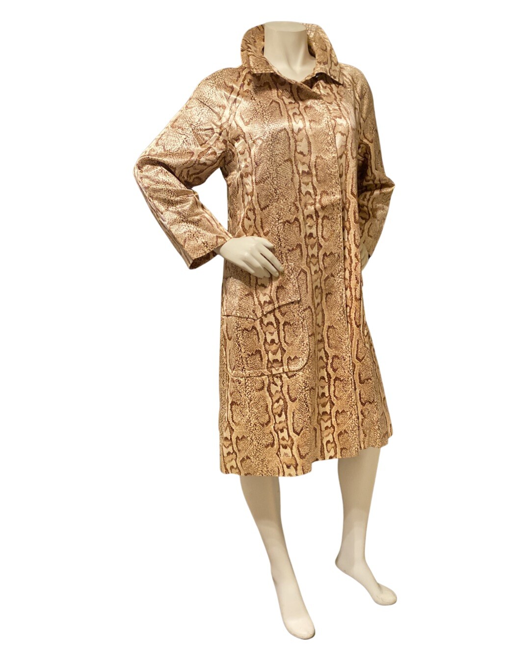 Vintage 80s PYTHON Print Coat Sun Rain Fashion Ja… - image 4