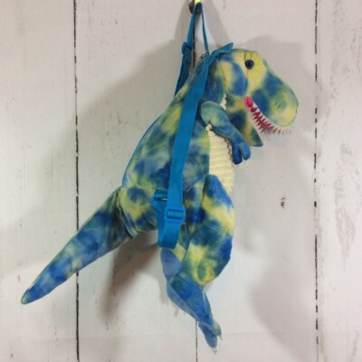 T-Rex Dinosaur Blue Plush Kids Childs Backpack Adjustable Straps Travel Toy Bag