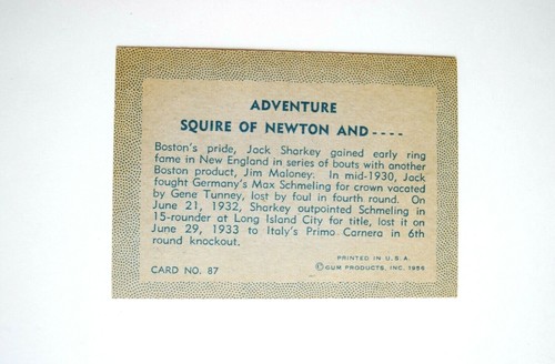 1956 Topps Boxing JACK SHARKEY #87 Card - Picture 2 of 2