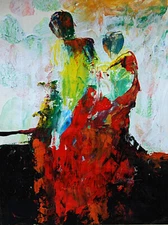 ARTIST ORIGINAL acrylic painting MODERN ABSTRACT mystyc FIGURES EXPRESSIVE ART