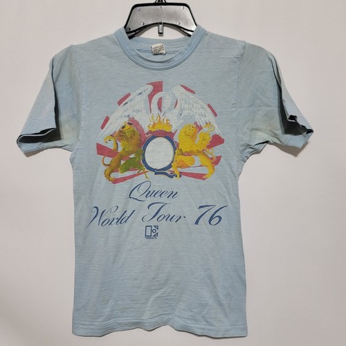 Queen World Tour Shirt 1976 Vintage Women's Light Blue Size Small Short Sleeve - Picture 6 of 15