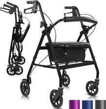 Vive Mobility Ultra Lightweight Rollator Walker with Seat - Foldable,4 Wheel