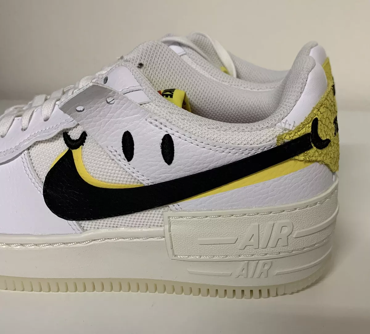 Nike Air Force 1 Shadow Go The Extra Smile White Yellow Womens Sz