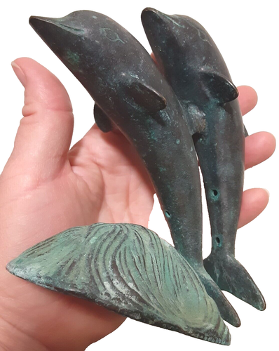 Bronze Patina Double Dolphins Jumping Art Sculpture San Pacific Int SPI - RARE! - Picture 10 of 13