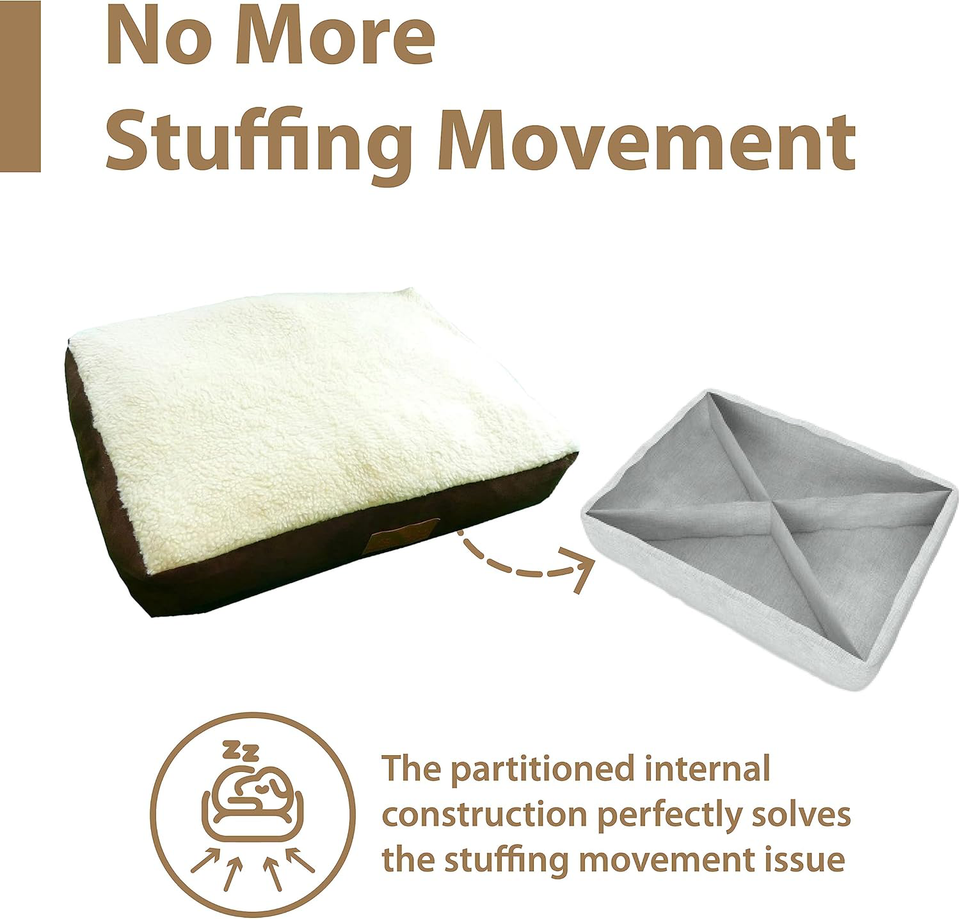 EllieBo Medium Dog Bed for 30inch Dog Cage/Crate Brown Faux Suede